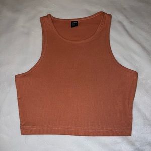 Coral High Neck Cropped Tank Top